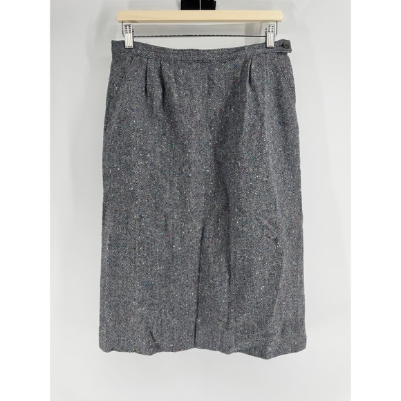 Pendleton Dresses & Skirts - Vintage Pendleton Grey Herringbone Wool Confetti Tweed Pencil Skirt Size 12 USA